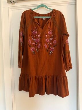 Cupio Rust Lace-Trim Dress